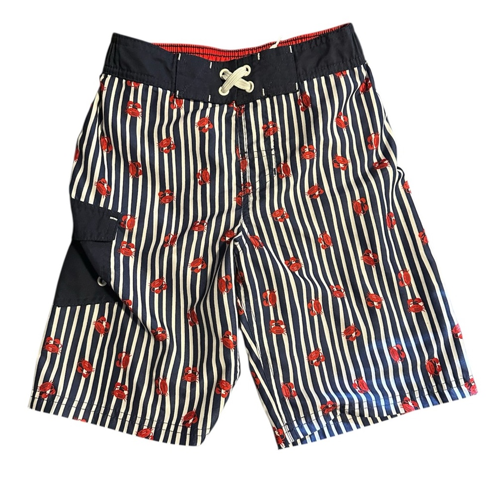 Cat & Jack Red and White Crab Stripe Bathing Suit